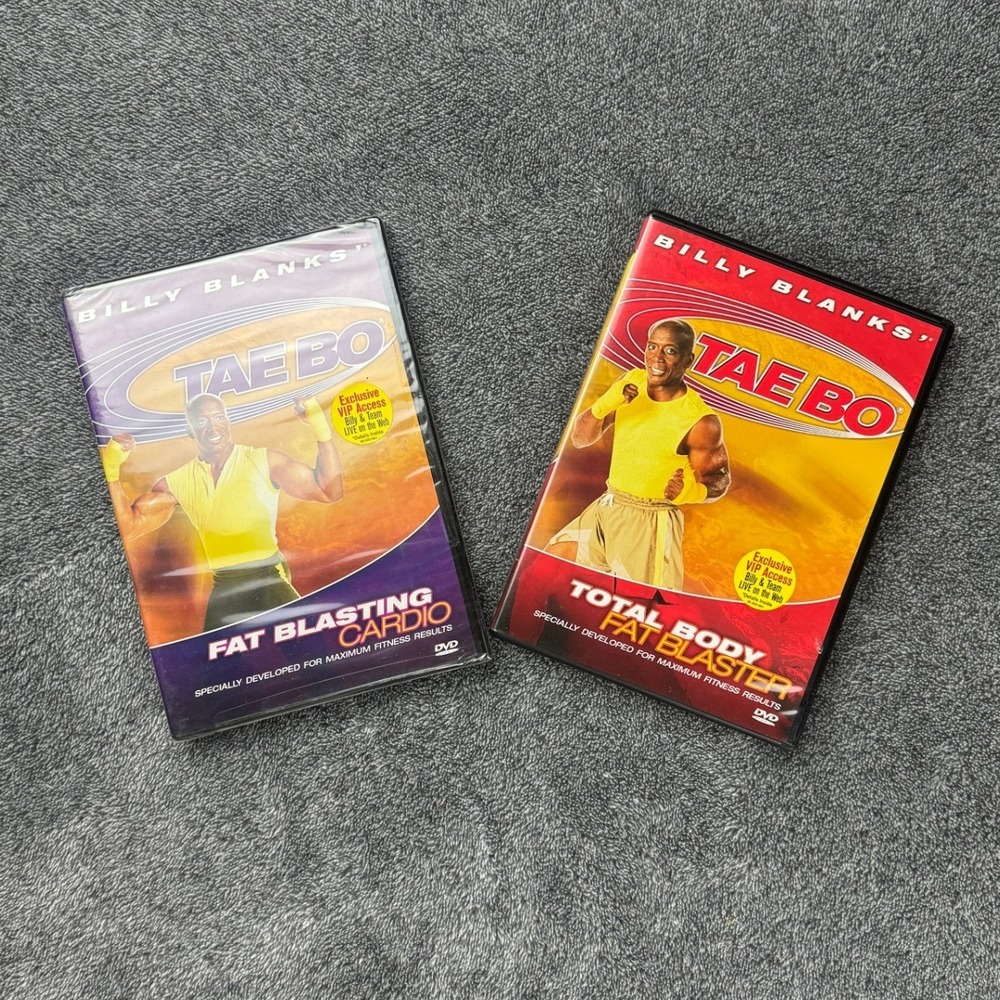 Billy Blanks Tae Bo 2-Pack DVD Fat Blasting Cardio Total Body Fat‎ Blaster Set